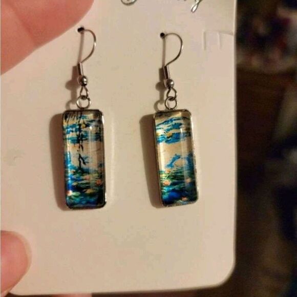 Monet Lillies Drop Earrings - Picture 2 of 5